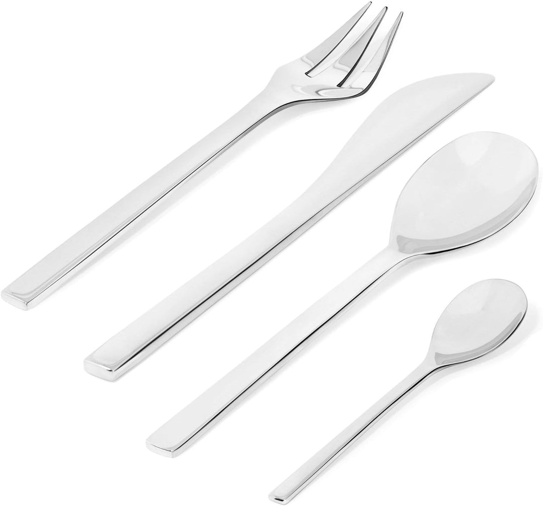 Alessi Colombina Besteckgarnitur: 6 Tafellöffel, 6 Tafelgabel, 6 Tafelmesser, 6 Kaffeelöffel, Edelst