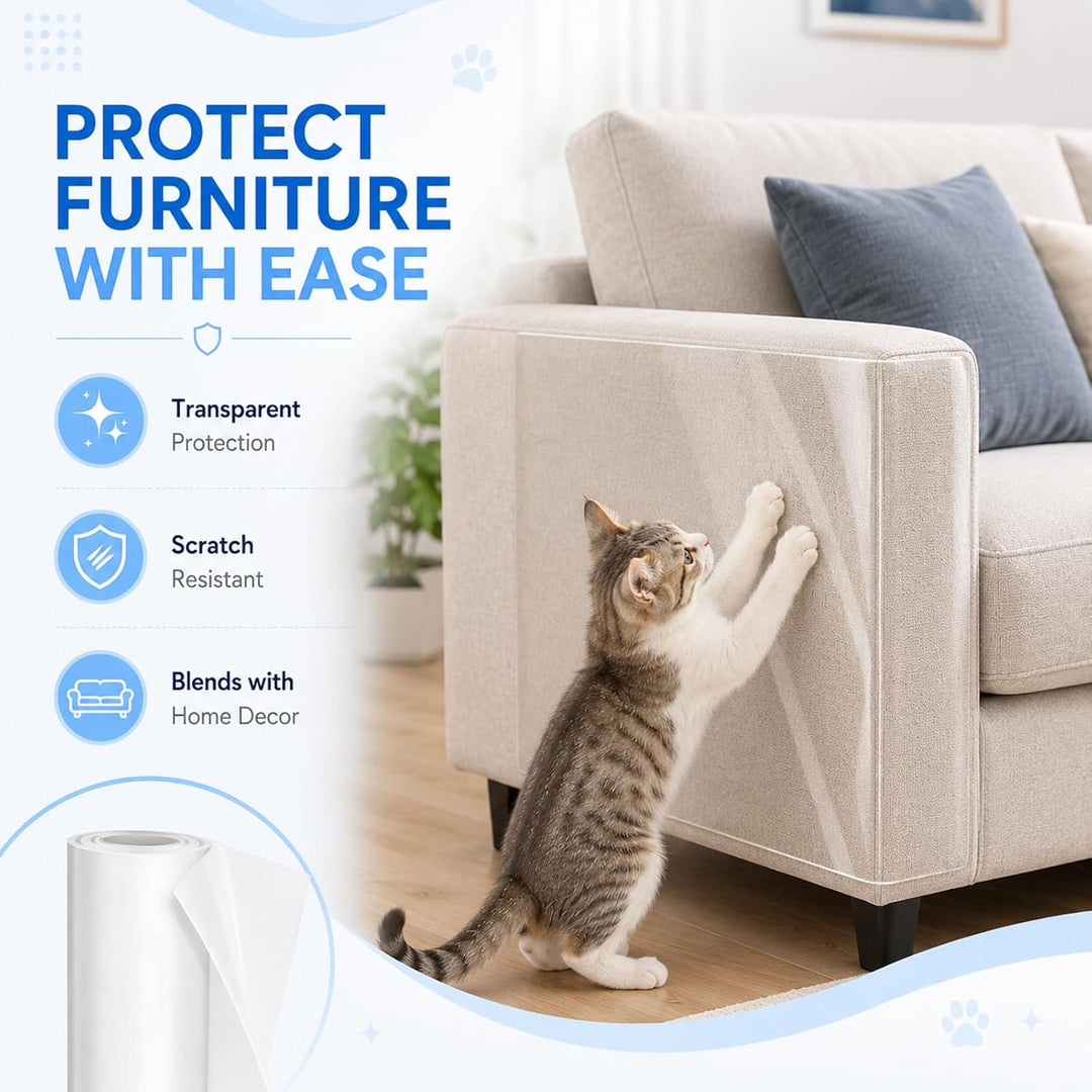Kratzschutzfolie Selbstklebend 30cm x 5M, Schutz für Sofa & Möbel, Kratzschutzfolie Katze, Flexibel