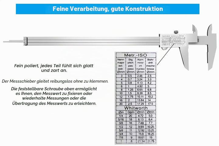 ZLKSKER 0-12 Zoll / 300 mm Mikrometer-Messschieber, Edelstahl Präzisionsmesswerkzeug (Zoll/metrisch)