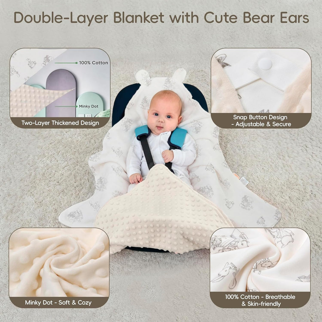 LAT Baby Einschlagdecke Babyschale, Decke Kinderwagen 90x90cm, Baumwolle Universal Babydecke Doppels