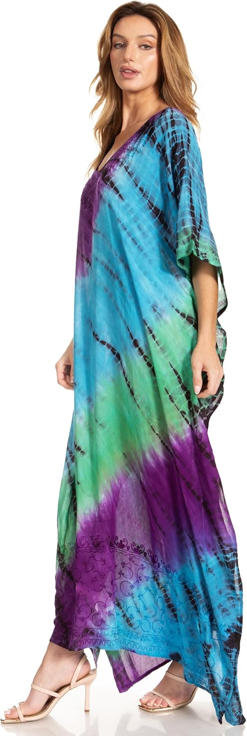 Sakkas Catia Damen Boho Lässig Lang Maxi Caftan Kleid Kaftan Vertuschung LougeWear Einheitsgrösse 1-