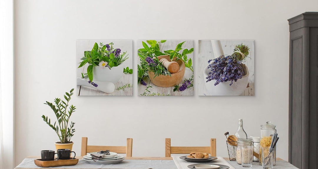 Muralo - Wandbilder Set - Leinwand Bilder Set Aufhängefertig - Bilder für Küche- Moderne Wanddeko -