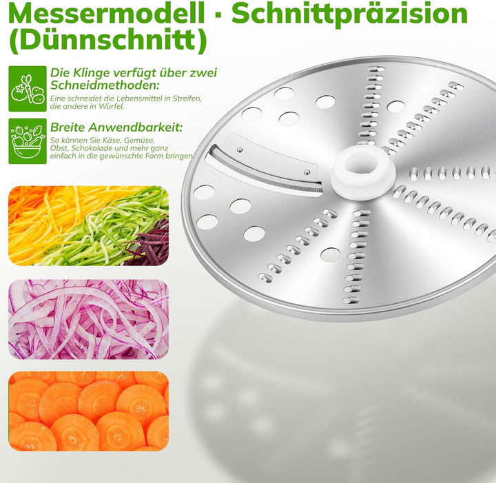 Gemüseschneider elektrisch für Thermomix TM5 TM6, Spiralschneider & Gemüsereibe Edelstahl für Zucchi