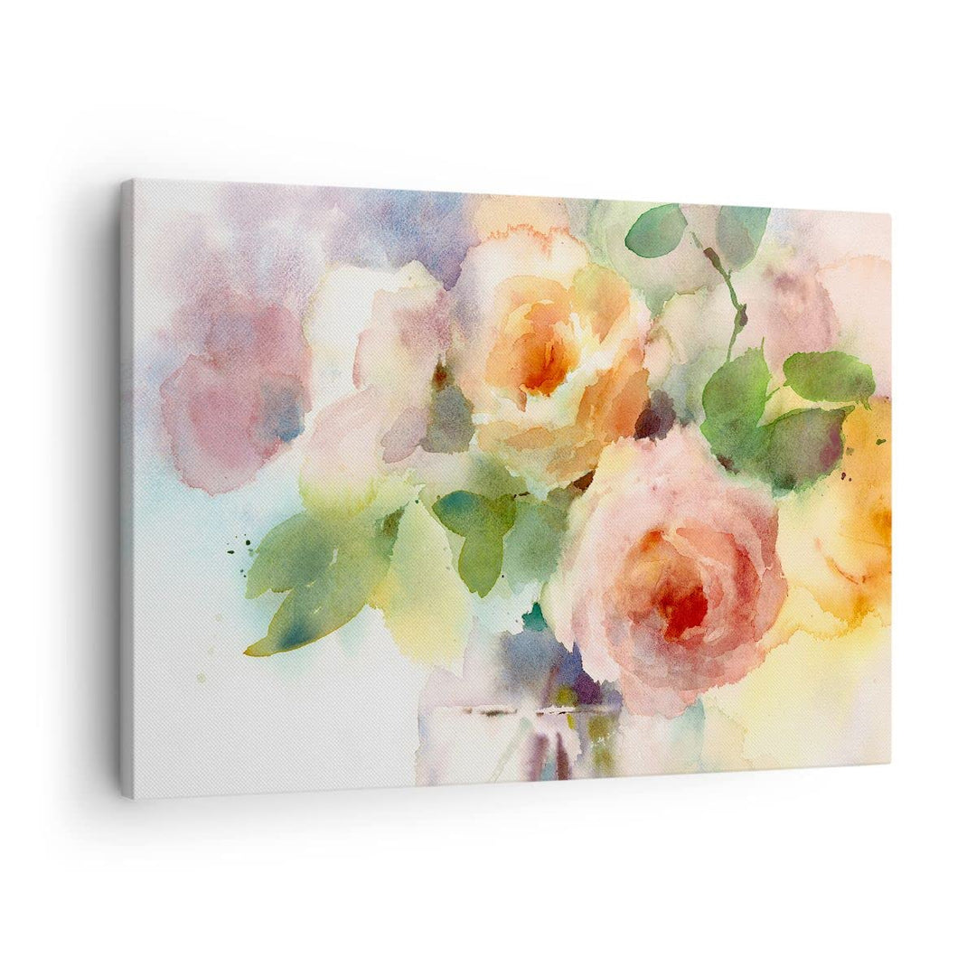 Bilder auf Leinwand Rose Blume Garten Leinwandbild mit Rahmen 70x50cm Wandbilder Dekoration Wohnzimm