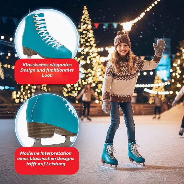 ATTABO ISLA Kinder Eiskunstlauf Schlittschuhe | Kunststoff-PVC Obermaterial | Verstärkte Knöchelstüt