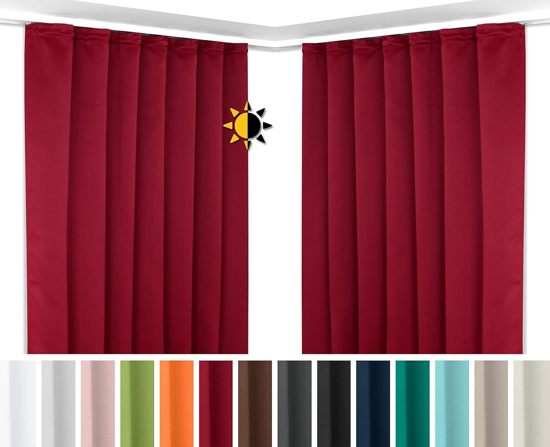 BEAUTEX 2er Set Kräuselband Verdunkelungsvorhang mit U-Band, Gardinen abdunkelnd und Blickdicht (B=1