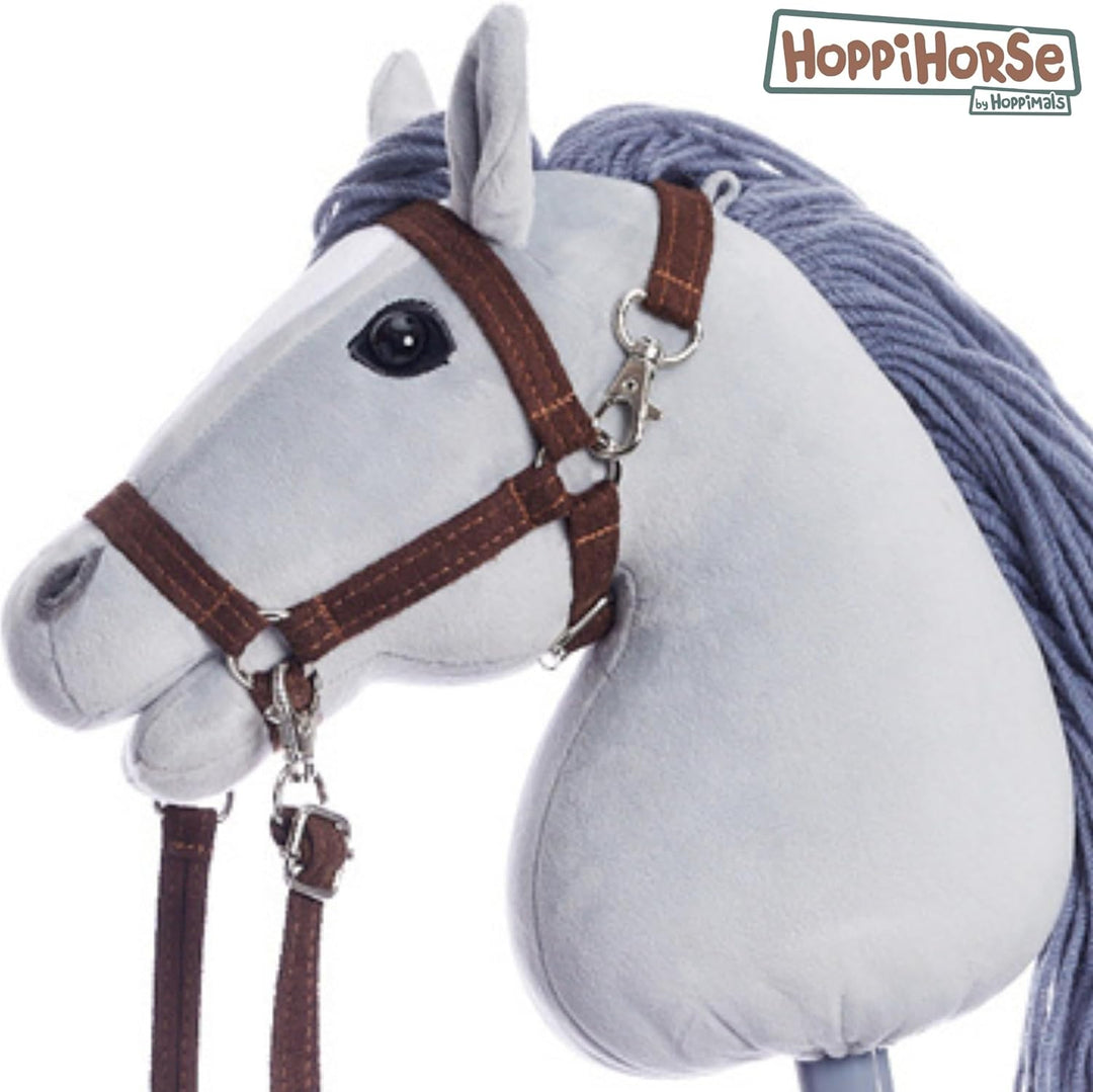 HOPPIHORSE Steckenpferd mit Trense - A4 - Hobby Horse mit Zügeln, Schultergurt, Schweif - hochwertig