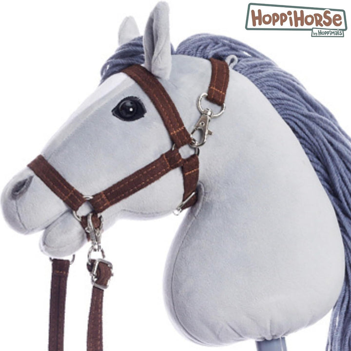 HOPPIHORSE Steckenpferd mit Trense - A4 - Hobby Horse mit Zügeln, Schultergurt, Schweif - hochwertig
