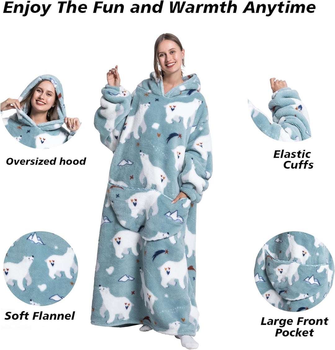 Lange Hoodie Decke mit Ärmeln für Damen &amp; Erwachsene - Kuscheldecke mit Ärmeln - Weiche &amp; Warme Deck