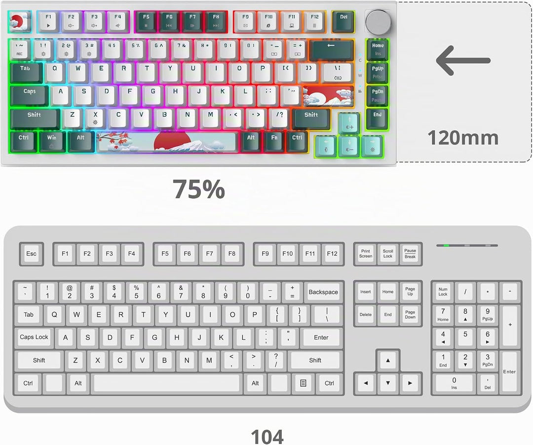 SOLIDEE Verkabelte Mechanische Gaming Tastatur 75%,hot-swap-fähige mechanische Tastatur Gasket Struk
