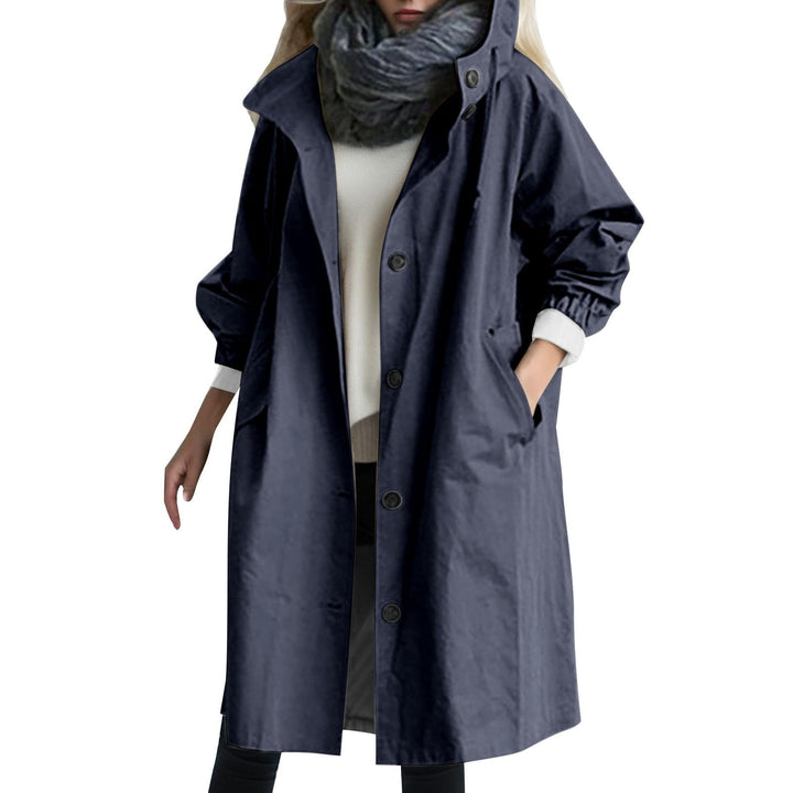 Beokeuioe Damen Trenchcoat Oversized Mantel Lang Umlegekragen Windjacke Einfarbig Damenmantel Überga