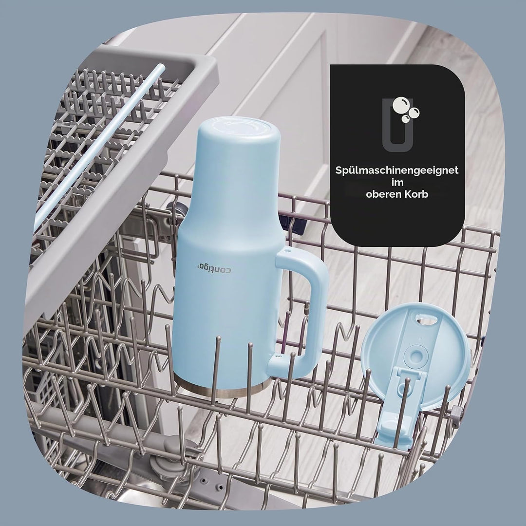 Contigo Thermosflasche 1200 ml mit Henkel und Strohhalm | Isolierte Thermo-Trinkflasche aus Edelstah