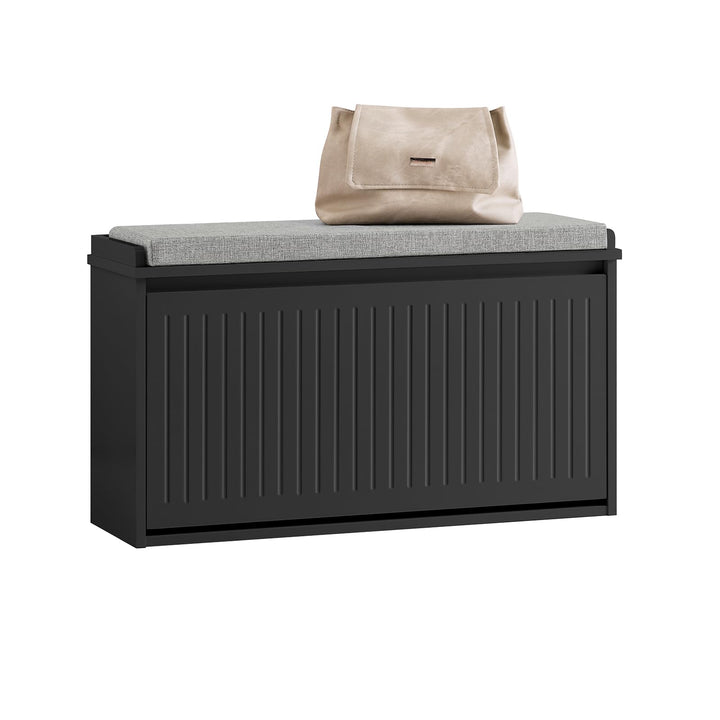 SoBuy Schuhschrank Schuhbank mit Sitzfläche, Schuhregal mit Stauraum, Klappe, Sitzkissen, bis 155 kg