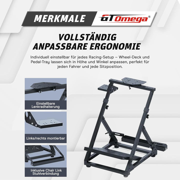 GT OMEGA DD-X Lenkradständer – Ultimative Stabilität, Neigungsverstellbar & Höhenverstellbar, einste