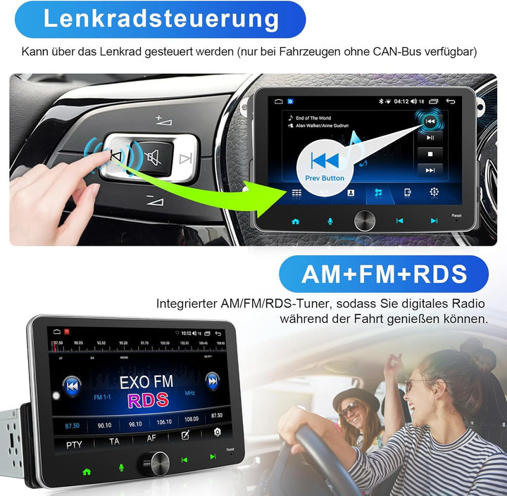 Android Autoradio 1Din Wireless CarPlay Android Auto Radio mit Bildschirm 7 Zoll 2G+32G Car Play Tou