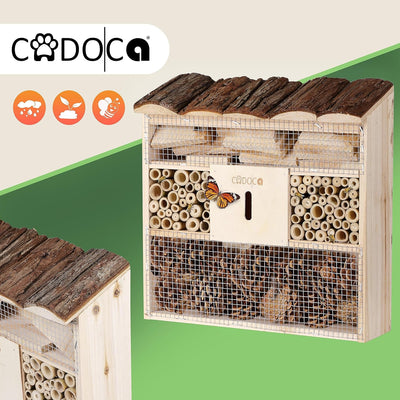 CADOCA® 2X Insektenhotel Bug's Inn 31x30,5x9,5cm Holz wetterfest Garten Bienenhotel Insektenhaus Nis