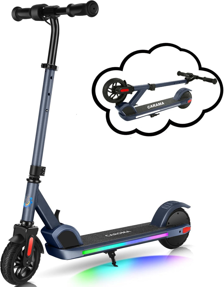 Caroma E Scooter Kinder von 8-12 Jahren,bis zu 16 km/h & 8 km,Elektroroller Kinder mit Bunte Leuchte