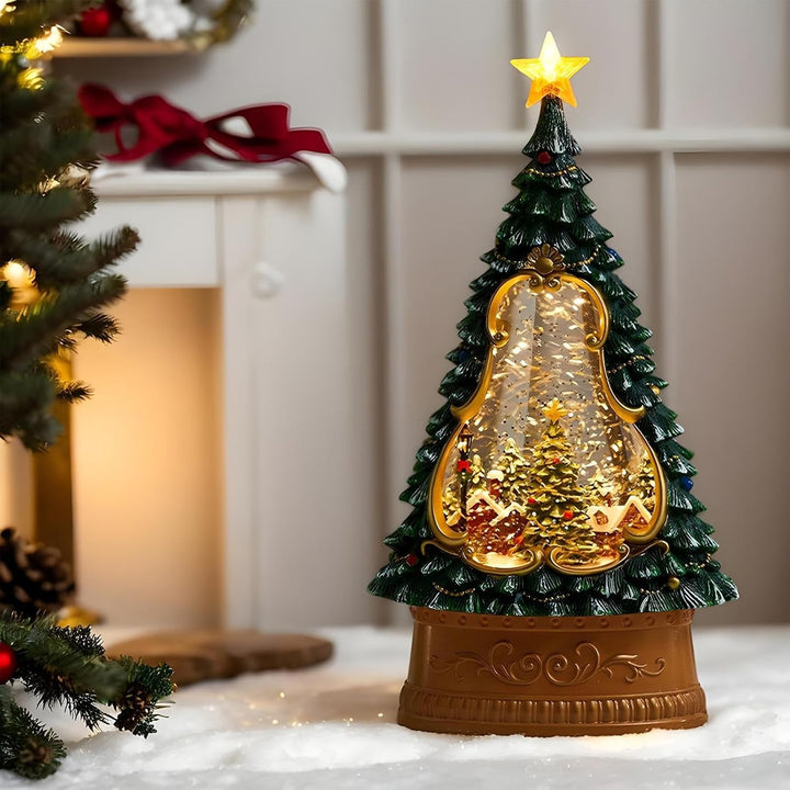 Schneekugel für Weihnachten, USB-Musik-Timer, 6-Stunden-Timer, Weihnachts-Schneekugel, Laterne, Glit