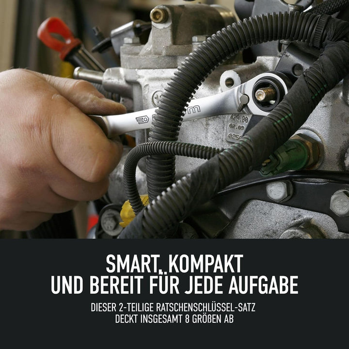 Facom 64C.J2PB – Satz mit 2 metrischen geraden Ratschenschlüsseln mit mehreren Öffnungen Satz mit 2