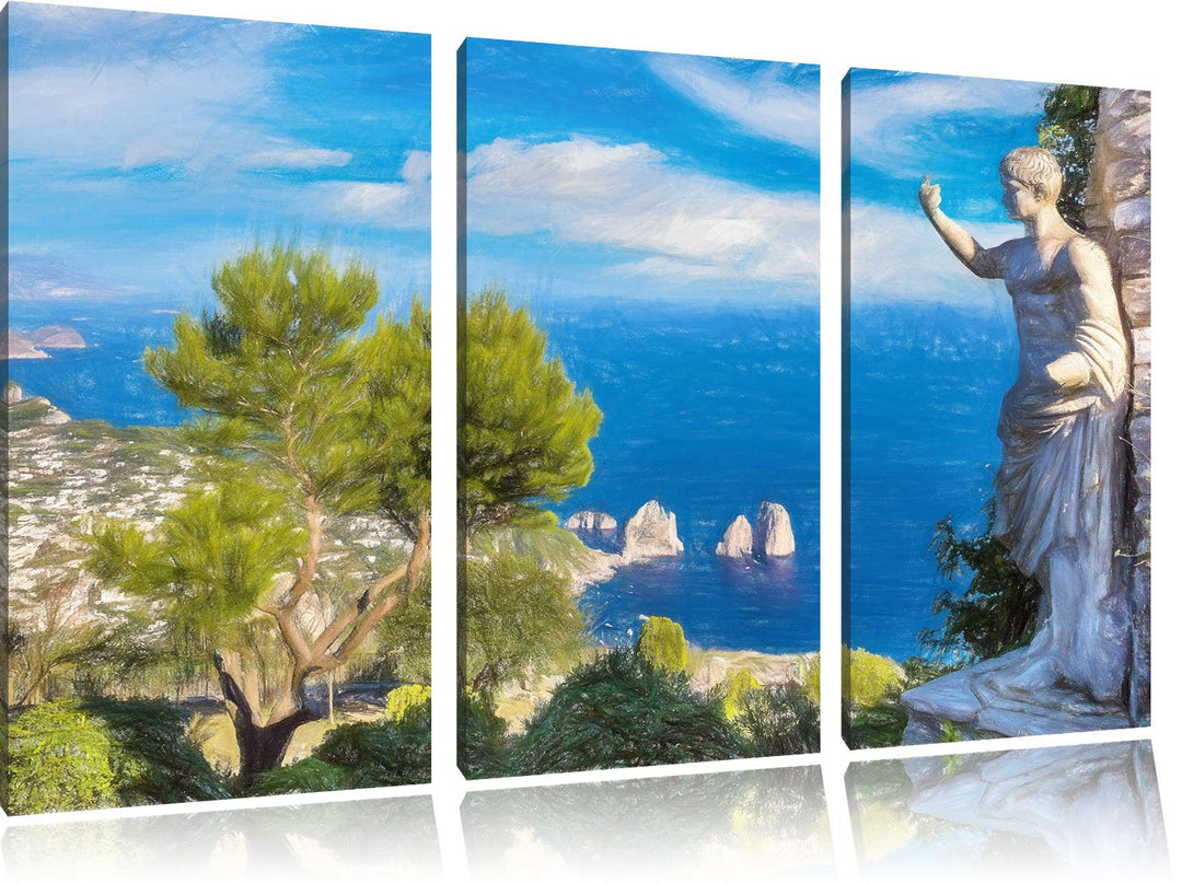 Pixxprint Insel Capri in Italien als Leinwandbild/Grösse: 3 Teilig (120x80 cm) cm/Wandbild/Kunstdruc