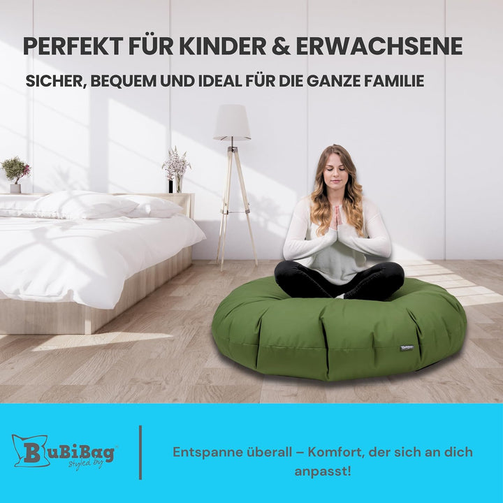 BuBiBag 2in1 Sitzsack L - XXL mit Füllung für Kinder &amp; Erwachsene, Gaming Beanbag &amp; Bodenkissen für