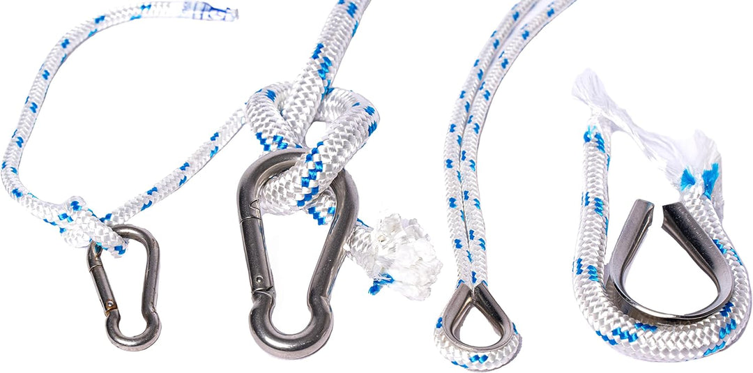 Seil 6 mm x100 m - Polyesterseil, Weiss/Blau, festmacherleine, allzweckseil, Strick, Leine, flechtle