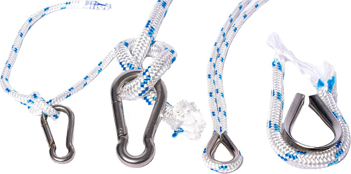 Seil 6 mm x100 m - Polyesterseil, Weiss/Blau, festmacherleine, allzweckseil, Strick, Leine, flechtle