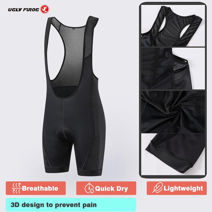 UGLY FROG Trägerhose Fahrrad Herren Fahrradhose Kurz mit Sitzpolster Radhose Kurz Gepolstert mit Pol