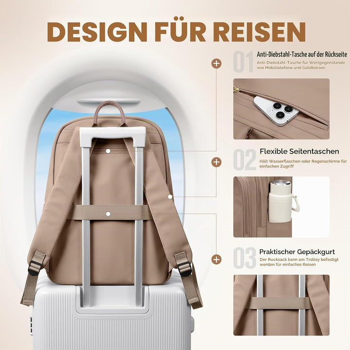 GOLF SUPAGS Gross Arbeitsrucksack Damen, Wasserdicht Laptop Rucksack mit Laptopfach, Multifunktional