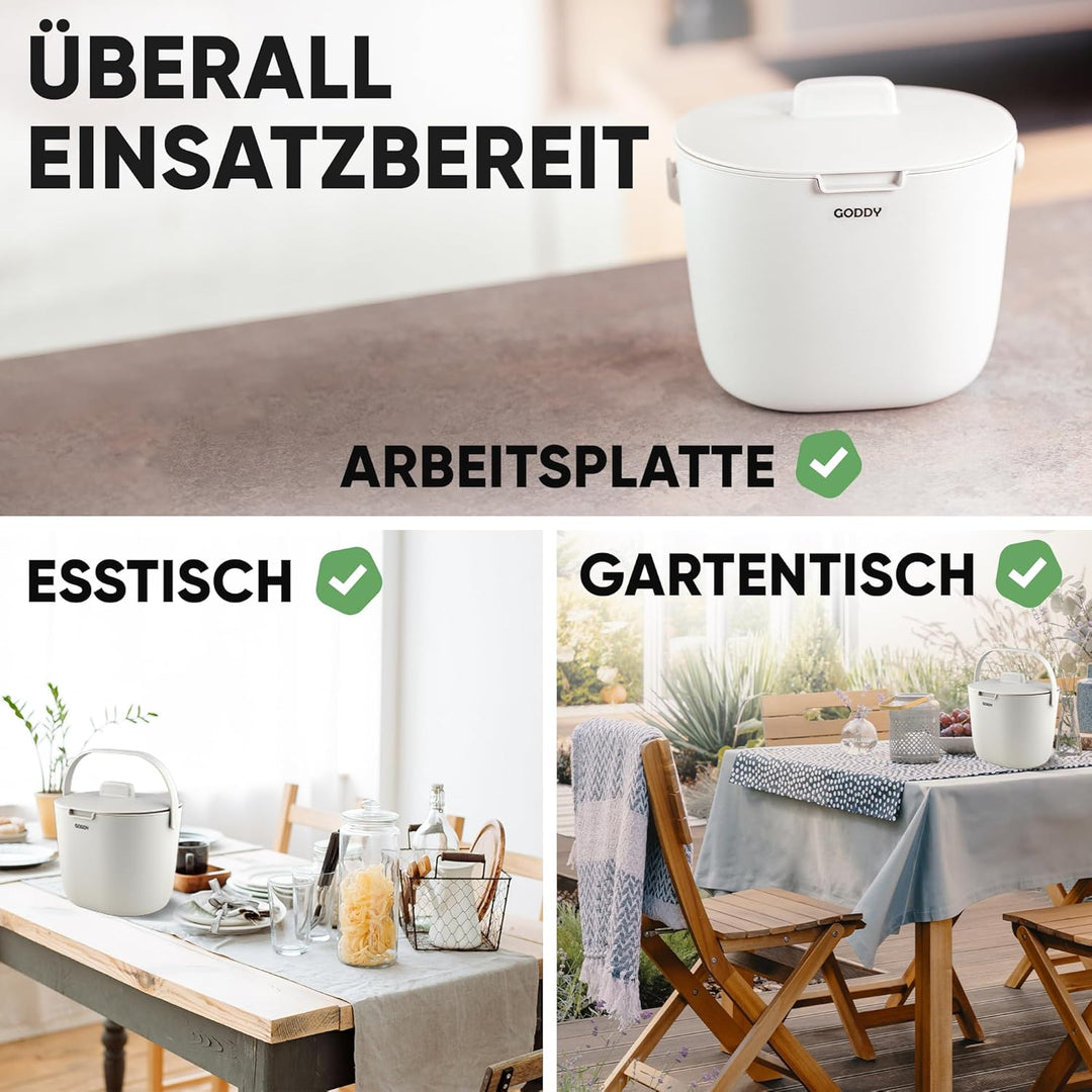 GODDY Biomülleimer Küche Bioabfallbehälter für küche Eimer mit Deckel [Geruchsdicht] 7L Komposteimer