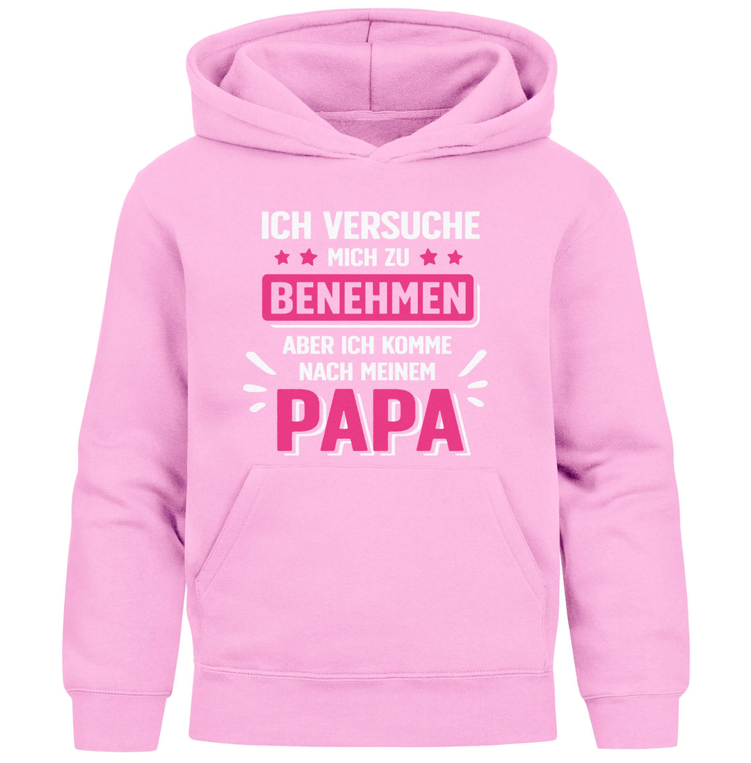 MoonWorks® Kinder Hoodie Mädchen Komme nach Meinem Papa Spruch Lustig Kapuzenpulli Bedruckt Benehmen