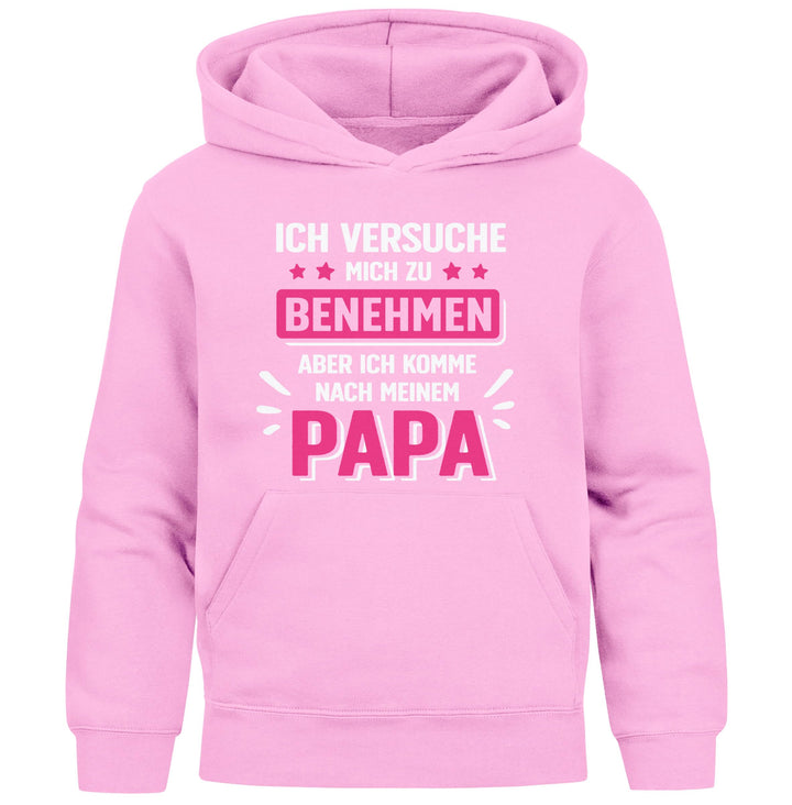 MoonWorks® Kinder Hoodie Mädchen Komme nach Meinem Papa Spruch Lustig Kapuzenpulli Bedruckt Benehmen