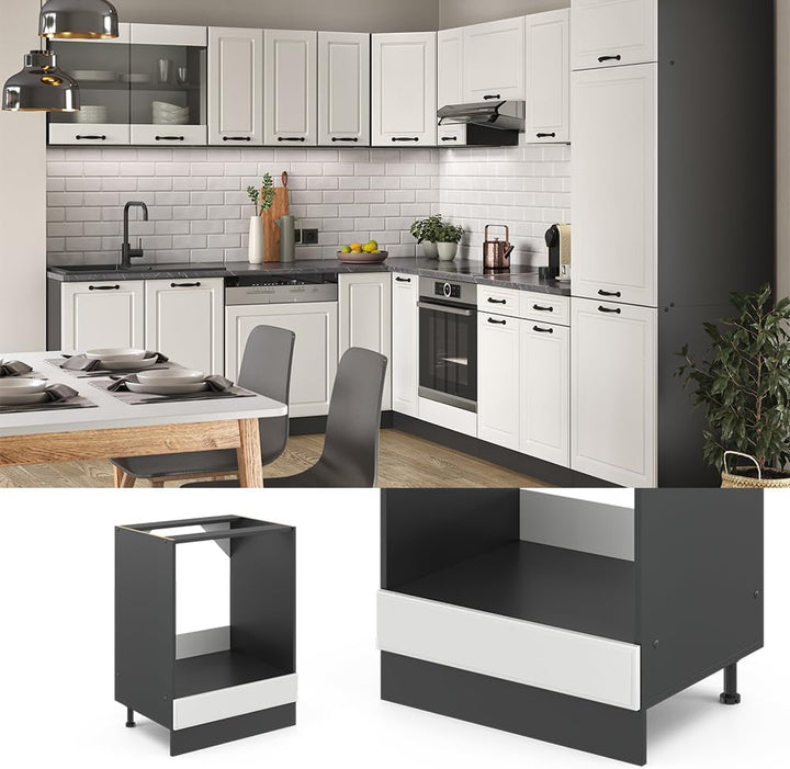 Vicco Herdumbauschrank R-Line, Weiss Landhaus/Anthrazit, 60 cm ohne Arbeitsplatte Weiss Landhaus Her