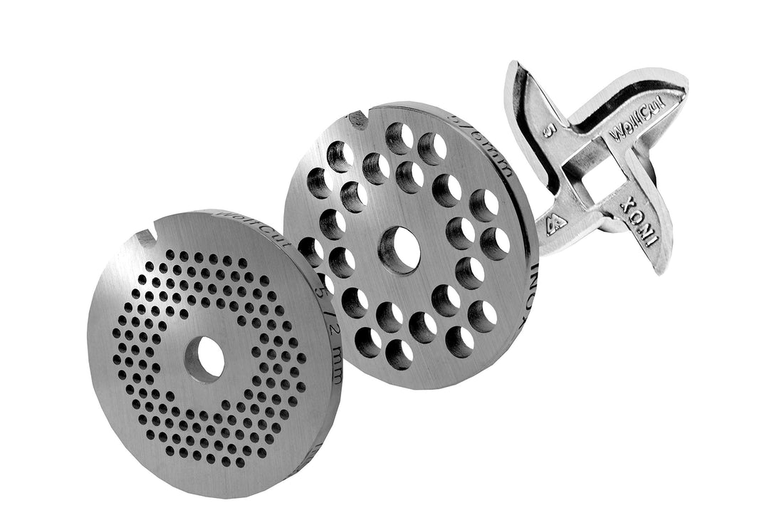Wolfcut Lochscheibensatz 2,0 MM + 6,0 MM und 1 Sichelmesser - kompatibel mit alle gängigen Fleischwö