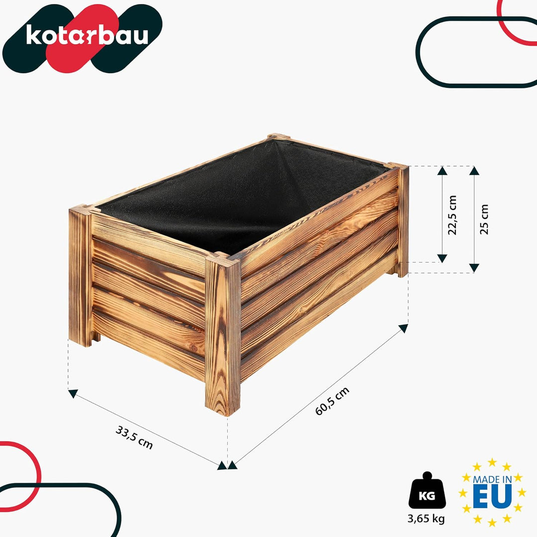 KOTARBAU® Blumenkasten - 60 x 33 x 25 cm - Pflanzkasten mit Vlies - Pflanzkübel gross aussen - Balko