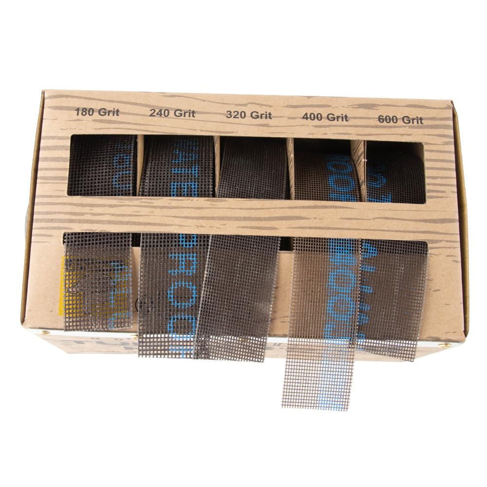 O'SKOOL Turners Mesh Schleifmittel Rolle mit Spender180,240,320,400,600,Schleifpapier 5 Rolle Mesh-A