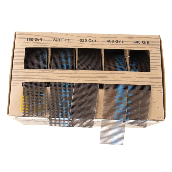 O'SKOOL Turners Mesh Schleifmittel Rolle mit Spender180,240,320,400,600,Schleifpapier 5 Rolle Mesh-A