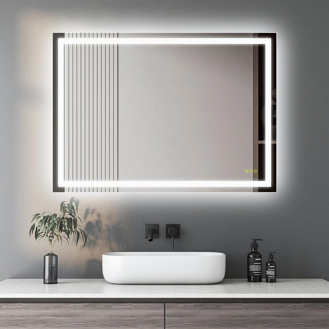AI-LIGHTING Badezimmer Spiegel mit Led 50×70 cm Badspiegel mit Beleuchtung mit Touch-Schalter 3 Lich