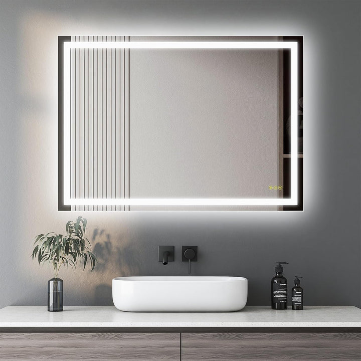 AI-LIGHTING Badezimmer Spiegel mit Led 50×70 cm Badspiegel mit Beleuchtung mit Touch-Schalter 3 Lich