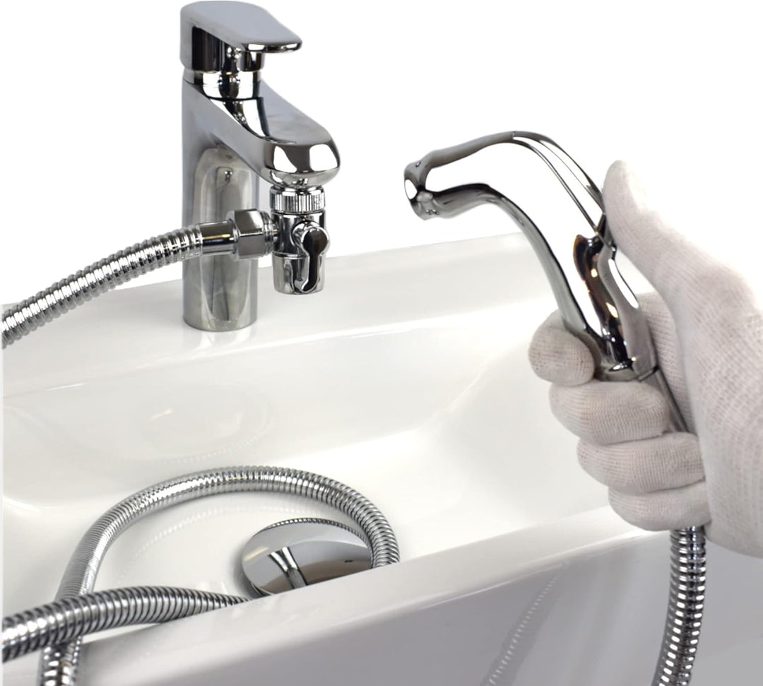 Tragbare Bidet Handbrause für Waschbecken, Messing, Shattaf-Wasserhahn-Umsteller verbindet sich mit