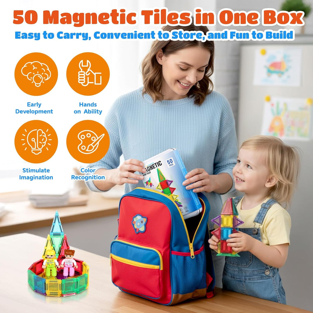 GAGAKU Mini Magnetische Bausteine 50 Teiles Magnetische Fliesen Kinderspielzeug Magnetische Kacheln