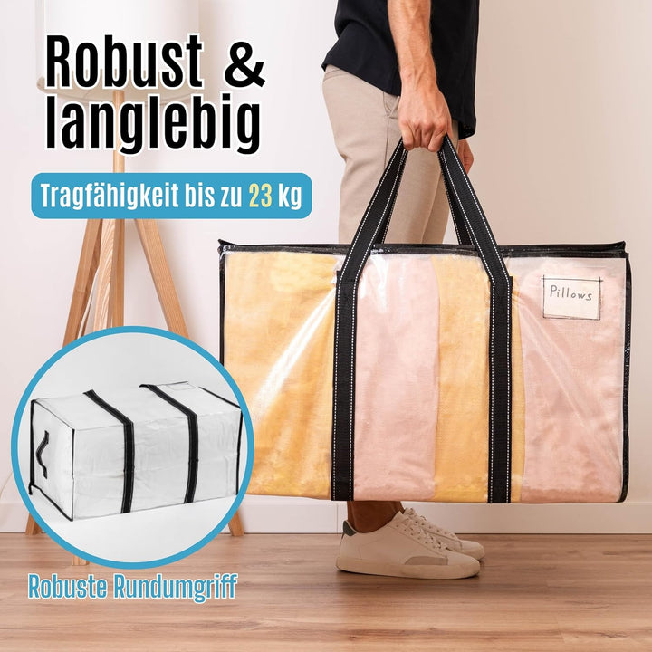 VENO Extra Grosse Umzugstasche, Aufbewahrungstaschen mit Reissverschluss,Aufbewahrungsbox mit Deckel