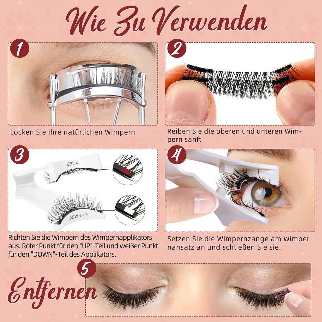 Higu clace Magnetische-Wimpern,Magnet Wimpern Ohne Eyeliner,Magnetische Wimpern mit Applikator,Wimpe