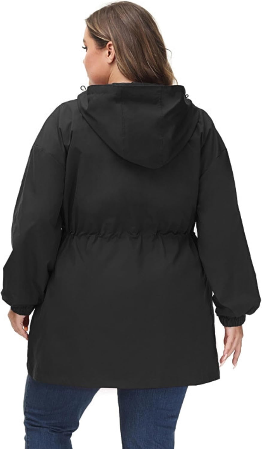 Hanna Nikole Damen Grosse Grösse Regenjacke Leicht Wasserdicht Regenmantel mit Kapuze Windbreaker Sp