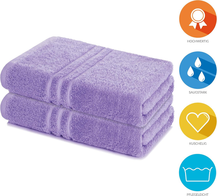 2er Set Saunatuch 80x200cm, Frottierserie Elena, Lavendel 2 x 80 x 200 cm Lavendel, 2 x 80 x 200 cm