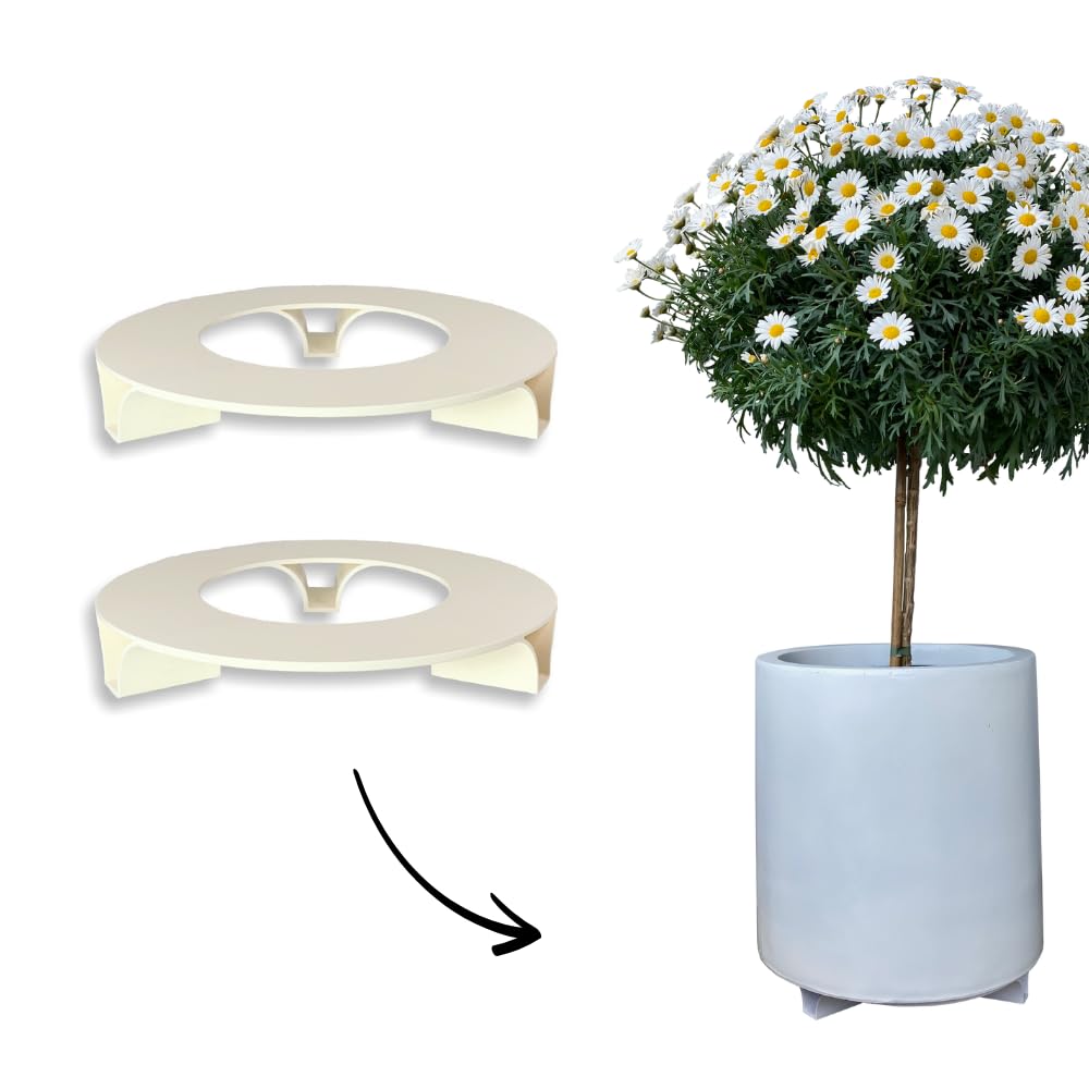2er Set - Blumentopf Untersetzer - Farbe: Cremeweiss - Rund - 27cm Durchmesser – Untersetzer Blument