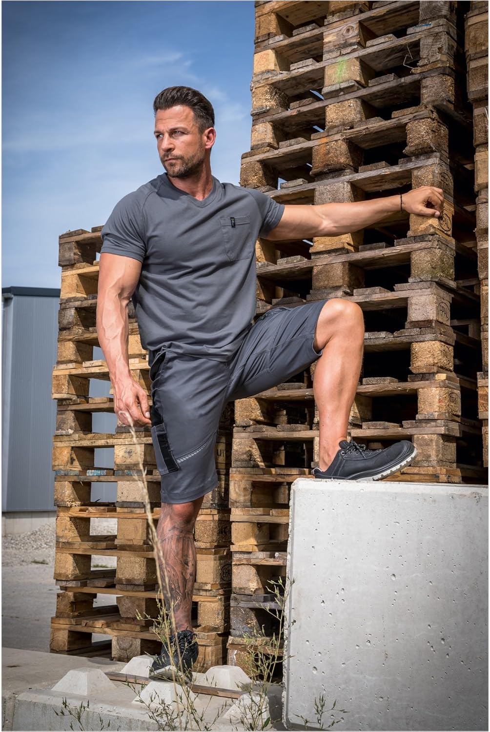 Leibwächter Kurzehose Short FLEXK Flex Line Kornblau-schwarz 56 Grau/Schwarz, 56 Grau/Schwarz