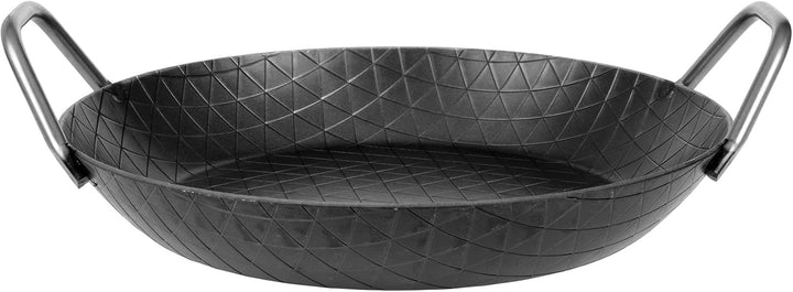 GRÄWE Schmiedeeiserne Servierpfanne F 400, Ø 28 cm, hoher Rand, Eisenpfanne mit Griffen, 400° C hitz