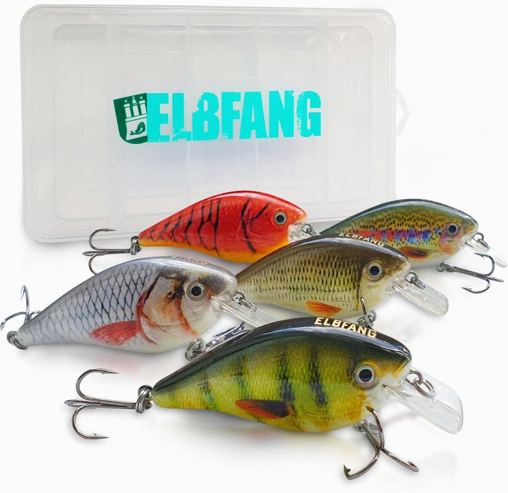 ELBFANG© Angeltasche mit Angel-Boxen gefüllt | Voll mit Wobbler Gummifischen Kunstköder | Angelzubeh
