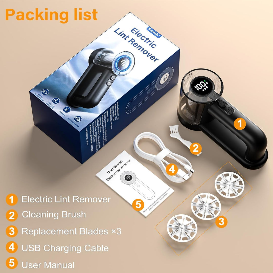 Fusselrasierer Elektrisch, 1800mAh USB Aufladbar Fusselentferner für Kleidung & Möbe, 3 Geschwindigk